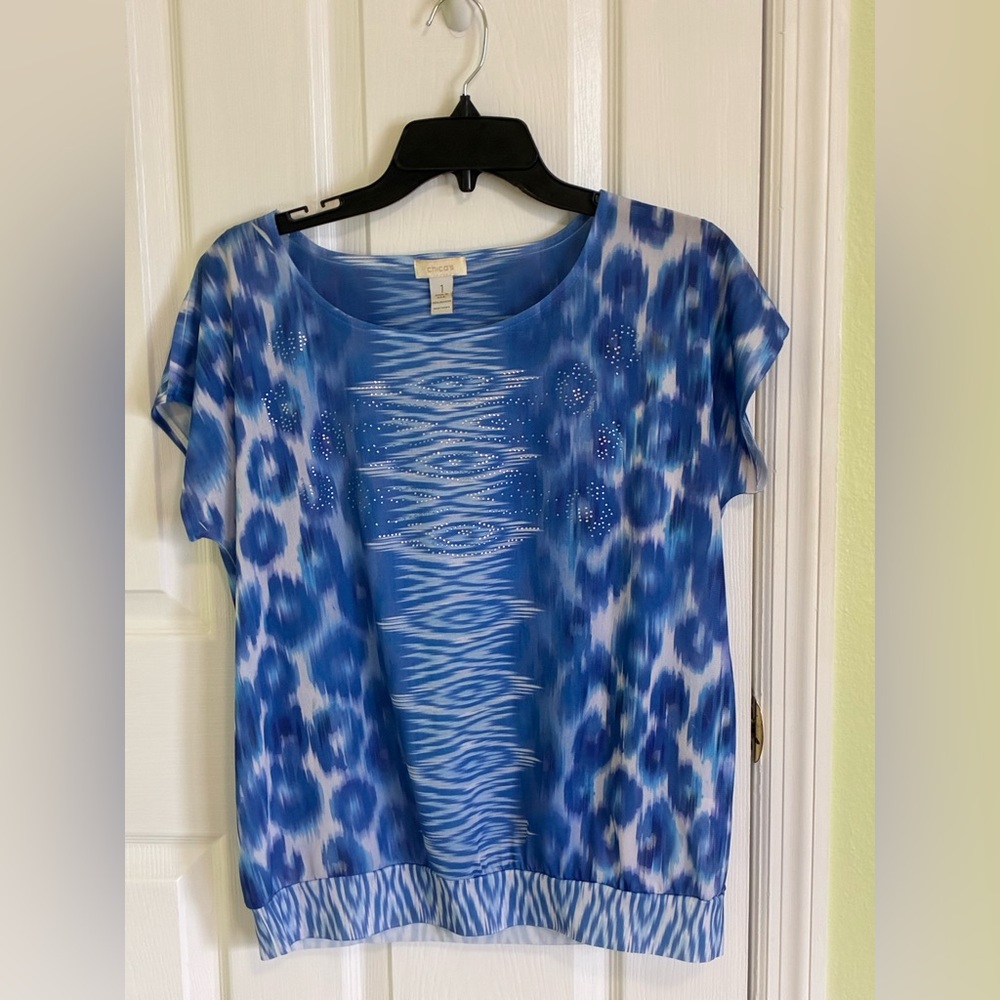 Chico's Vibrant Blue Animal Print Blouse